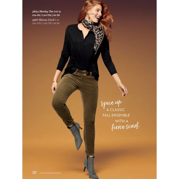 Cabi Coduroy Olive Skinny Low Rise Pants Jeans size 0 - Picture 1 of 7